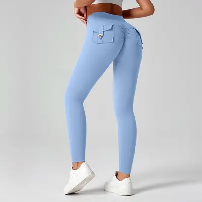 Damen-Yogahose mit hohem Bund, Po-Lifting-Effekt, angeraute elastische Qualität - 10