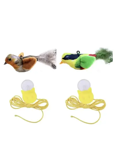 Simüle edilmiş ses çıkaran kuş ısırmasına dayanıklı kedi oyuncağı kedi nanesi havlayan kuş can sıkıntısını gidermek için kendini zevk eden asılı tüy kedi çubuğu - 12