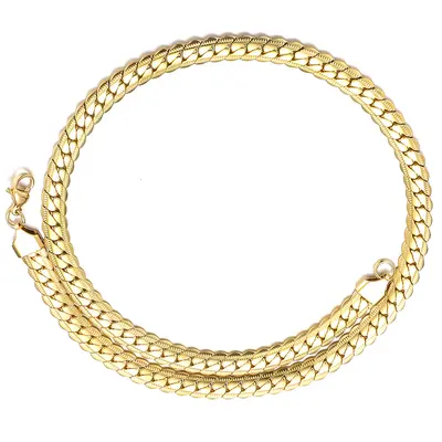 Men's necklace, Cuba chain, double, luxury, gold color - 7