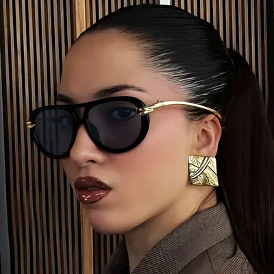 Sonnenbrille im Krötenform-Design mit doppeltem Steg - 2