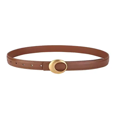 Women's Black Genuine Leather Belt with Hidden Buckle - 7