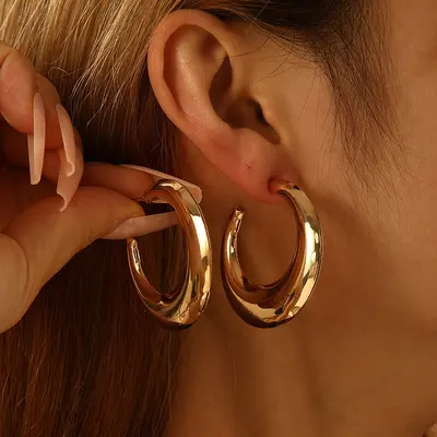Geometrische C-Form Ohrringe Damen Gold minimalistisch