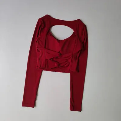Yoga-Oberteil mit Rückenfrei, Langarm, mit Bustier-Pad - 7