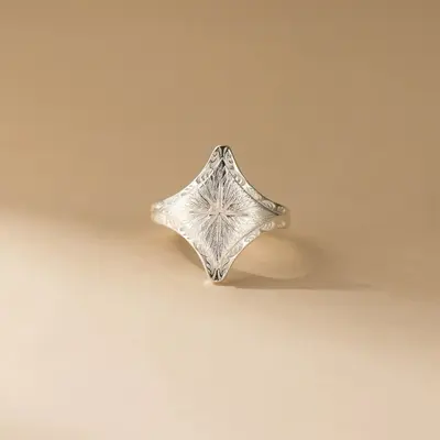 Diamond-Textured Brushed Design Ring