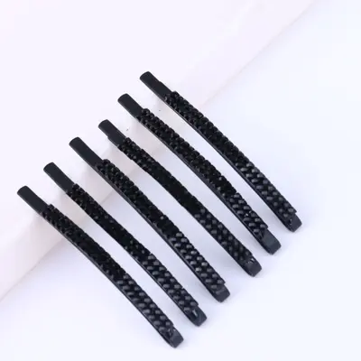 Single Word Firket Super Bright Single Row Black Crystal Diamond Alloy Firket Hair Clip Top-Tier Niche Hair Accessories Wholesale