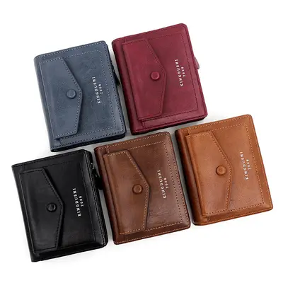 Korean-Style Men's Vertical Short Wallet with Zipper Key Holder and Coin Pocket - 2