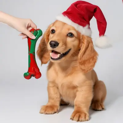 Christmas Colour Bone-Shaped Durable Dog Chew Teeth Cleaning Stick - 2