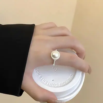 925er Silber asymmetrischer geometrischer Ring für Zeigefinger - 12
