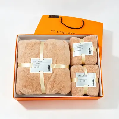 Mercan polar fleece havlu üç parçalı set - 8