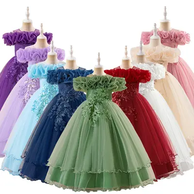 Children's Single-Shoulder Puffy Princess Dress for Girls, Party and Performance