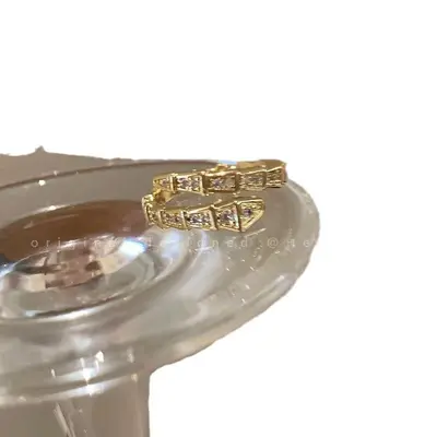 Offener Schlangenring aus Diamanten für Damen, modisch und einzigartig, Nischendesign auf hohem Niveau, leichter Luxus-Minimalismus-Stil Schmuck.