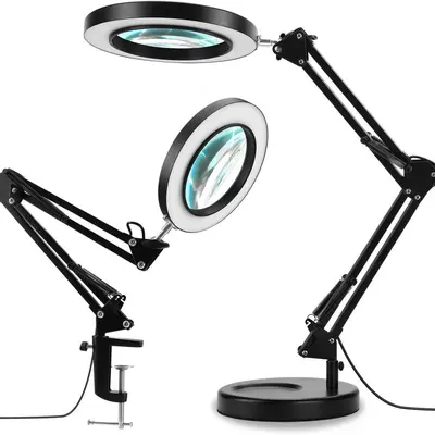 Foldable Magnifying Desk Lamp for Soldering and Repair Work