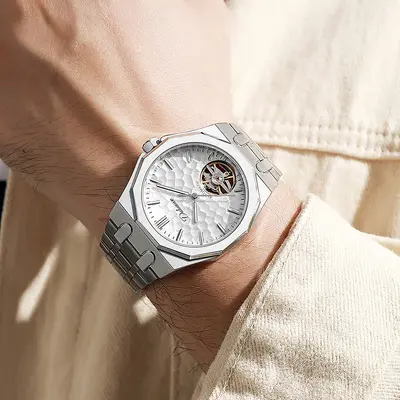 Durenwei men's tourbillon mechanical watch steel band