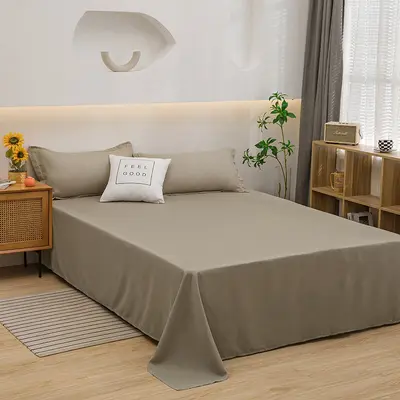 Japanese Style Striped Plaid Bedsheet Water-Washed Cotton Simple Pure Color Student Dormitory Single Person Duvet Cover Three-Piece Set - 11