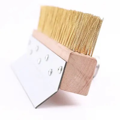 Pizza Oven Cleaning Brush, Stainless Steel Long Handle, Copper Wire Head