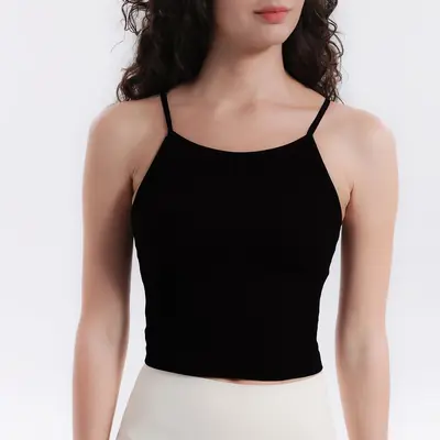 Women's Seamless One-Piece Cup Sports Bra, Shockproof Open-Back Yoga Tank Top - 6
