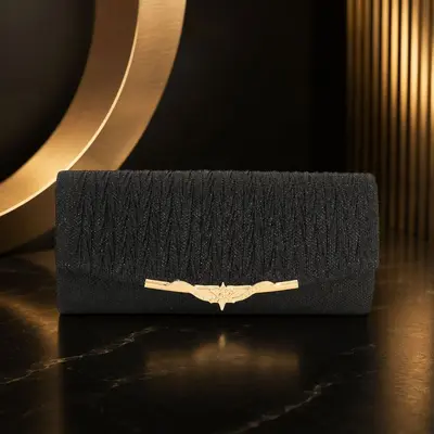 Women's Horizontal Rectangular Evening Bag with Crossbody Strap for Weddings - 7
