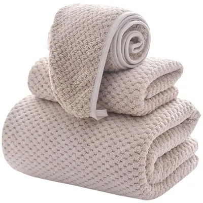 Pineapple pattern towel set, three-piece, thickened - 5