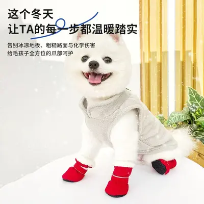 Soft-Sole Fleece-Lined Pet Boots for Indoor Autumn and Winter