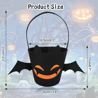 Halloween Pumpkin Bucket, Children's Portable Candy Basket - 8