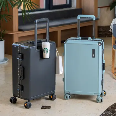 20 inch Business Aluminum Frame Trolley Suitcase Multifunctional Boarding Case Gift Silent Universal Wheel Student Travel Luggage