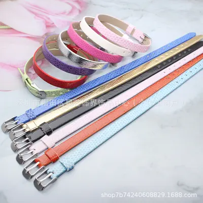 DIY 8mm PU leather wristband, slide charm compatible