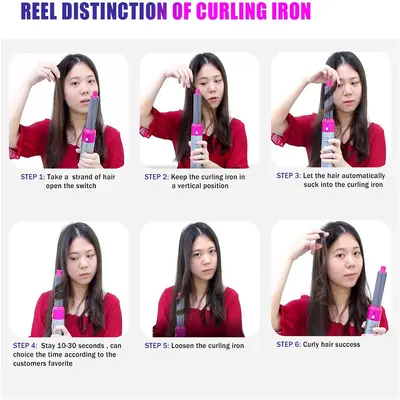 Amazon Cross-Border 5-in-1 Curling Iron Hot Air Brush Hair Dryer Curler Straightener Brush Auto Hair Suction