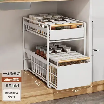 Unterschrank mit Schublade doppelschichtig Waschbeckenregal - 8