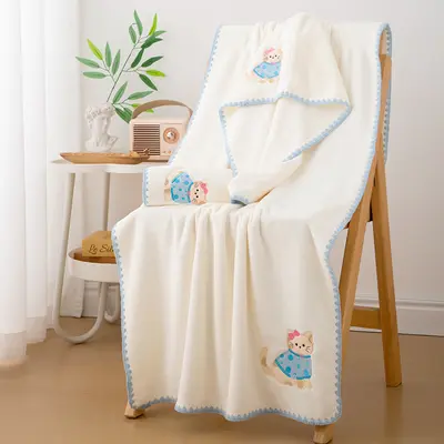 Coral velvet bath towel set, three-piece, thickened