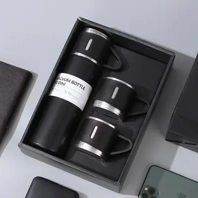 304 Stainless Steel Double-Wall Insulated Cup Set with 3 Lids - 8