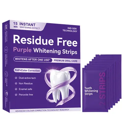 PAP + V34 No-Residue Teeth Whitening Strips, Removes Stains - 7