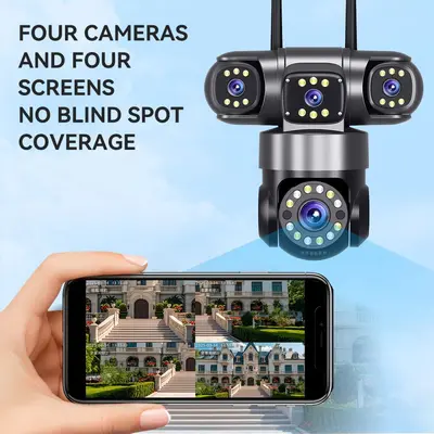WiFi surveillance camera 4-view HD night vision PTZ