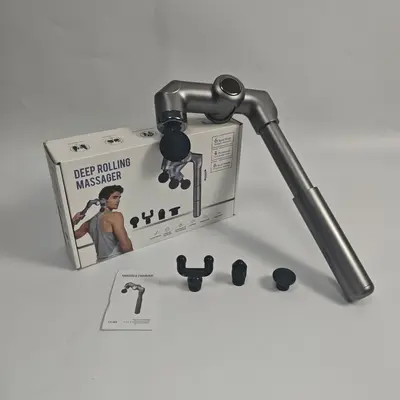 Electric fascia gun with long handle, angled back massage head - 9