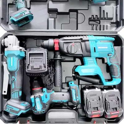 Makita 4-piece battery kit: hammer, angle grinder, drill, impact wrench