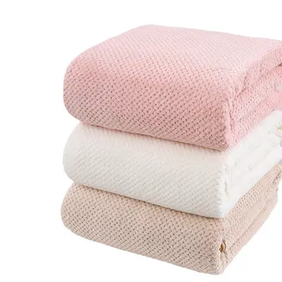 Bathroom towel coral velvet thickened pineapple grid towel bathroom towel water-absorbent quick-drying household adult thickened bathroom towel - 6