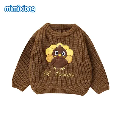 Baby Knitted Sweater with 3D Chicken Pattern, Autumn and Winter