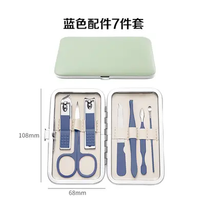 Stainless steel nail manicure set, 18-piece, matcha green - 8