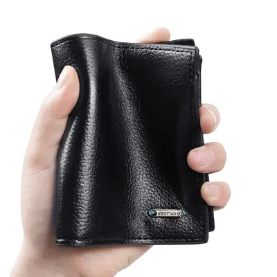 PU Vertical Men's Wallet with Coin Pocket, Simple Casual Short Design - 3
