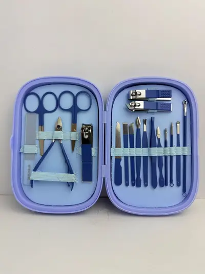 Edelstahl Nagelschere Set 18-teilig Nagelwerkzeug Nagelzange Nagelfeile Nagelpflege Maniküre Set mit tragbarem Aufbewahrungsbox - 8