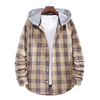 Men's Loose Plaid Hooded Shirt, Plus Size - 7