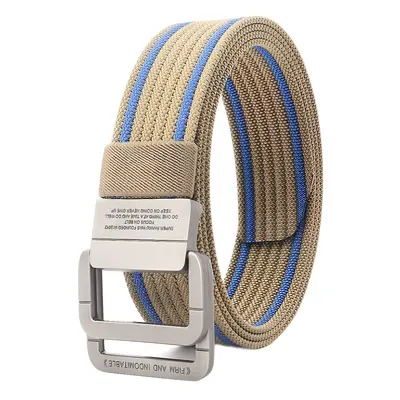 Alloy double ring buckle men's belt Korean style woven nylon tactical sports outdoor pants belt canvas wholesale men's style