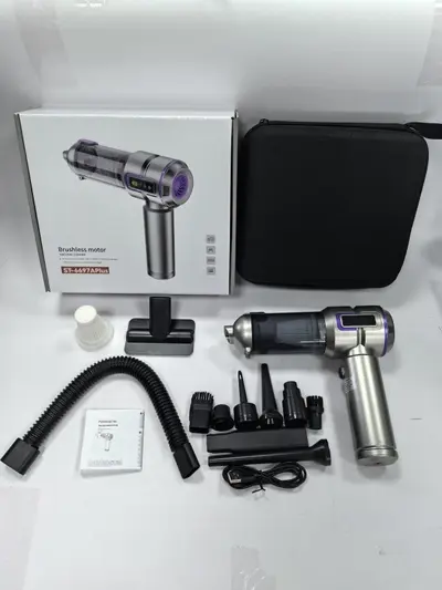 Araba elektrikli süpürgesi fırçasız motor LCD ekranlı elektrikli süpürge el tipi emme ve üfleme entegre üfleyici sınır ötesi - 8