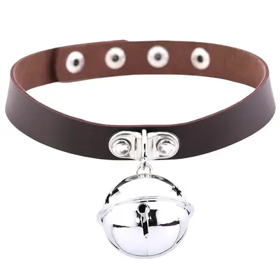 PU-Leder-Halskette, Choker mit Glöckchenanhänger - 10