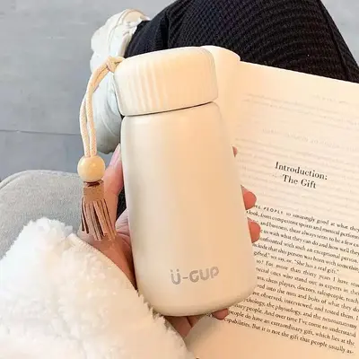 Kore Tarzı Mini Termos Bardak Kızlar İçin Taşınabilir 350 ml - 1