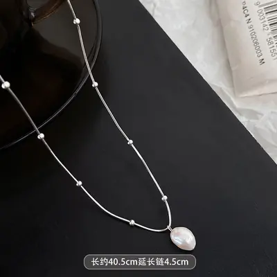 Freshwater pearl necklace, titanium steel, non-fading - 6
