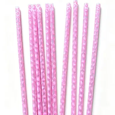 Leopar Desenli Renkli Baskılı Plastik Pipet Seti, PP Sert Boru