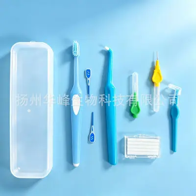 Orthodontic cleaning kit, protective wax, toothbrush, floss, 8-piece