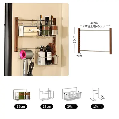 Paslanmaz çelik lavabo rafı, duvar tipi, modüler, delinmesiz montaj - 7