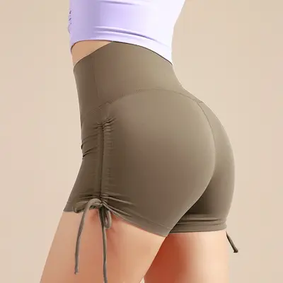 Women's Drawstring Yoga Shorts, Seamless, Butt-Lifting, 3/4 Length - 11