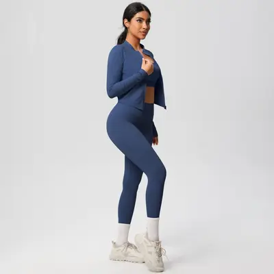 Dreiteiliges Yoga-Set hautfarben hochgeschnittene Taille - 5